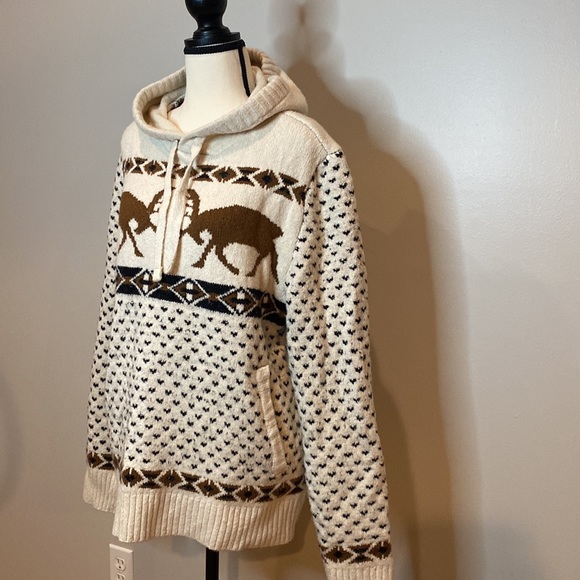 Unisex moose graphic hooded sweater kangaroo pocket Y2K American Eagle gorpcore - Picture 2 of 9